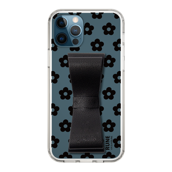 Slim Protection Case - STAND & RING RIBBON Black［ Rune Naito - RUNE Flower - Black ］