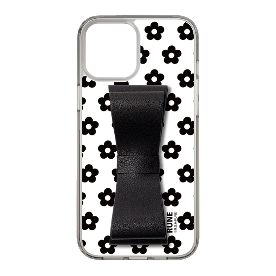 Slim Protection Case - STAND & RING RIBBON Black［ Rune Naito - RUNE Flower - Black ］