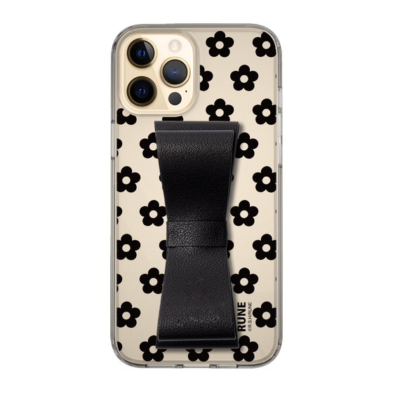Slim Protection Case - STAND & RING RIBBON Black［ Rune Naito - RUNE Flower - Black ］