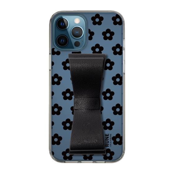 Slim Protection Case - STAND & RING RIBBON Black［ Rune Naito - RUNE Flower - Black ］