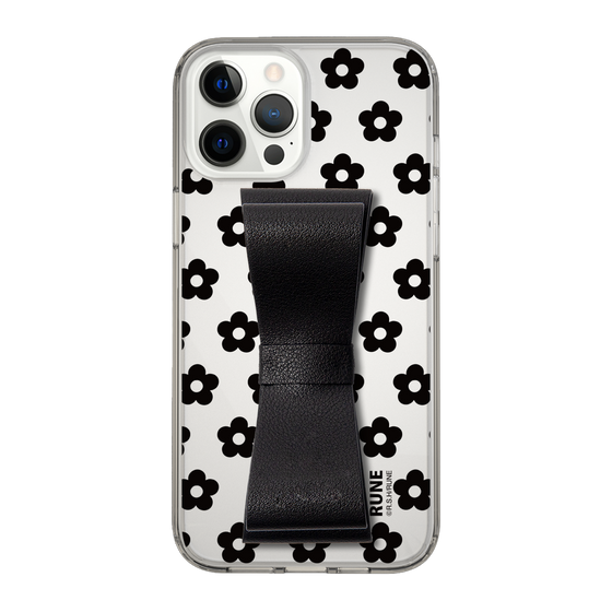 Slim Protection Case - STAND & RING RIBBON Black［ Rune Naito - RUNE Flower - Black ］