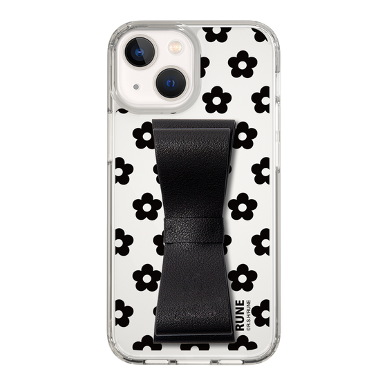 Slim Protection Case - STAND & RING RIBBON Black［ Rune Naito - RUNE Flower - Black ］