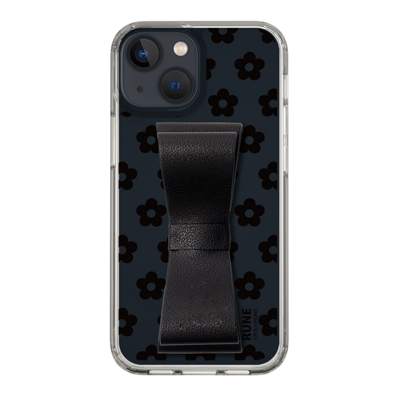 Slim Protection Case - STAND & RING RIBBON Black［ Rune Naito - RUNE Flower - Black ］