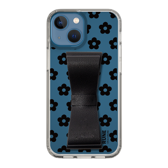 Slim Protection Case - STAND & RING RIBBON Black［ Rune Naito - RUNE Flower - Black ］