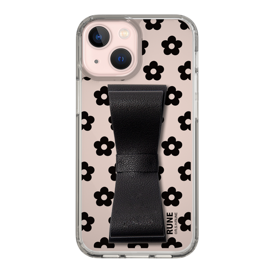 Slim Protection Case - STAND & RING RIBBON Black［ Rune Naito - RUNE Flower - Black ］