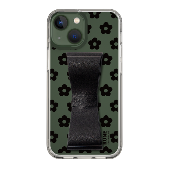 Slim Protection Case - STAND & RING RIBBON Black［ Rune Naito - RUNE Flower - Black ］
