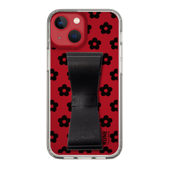Slim Protection Case - STAND & RING RIBBON Black［ Rune Naito - RUNE Flower - Black ］