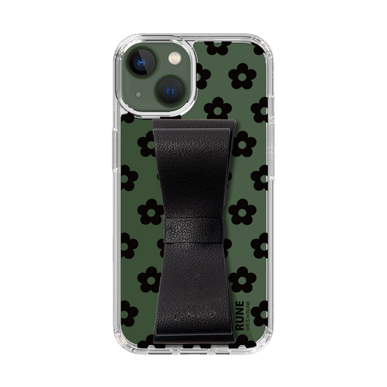 Slim Protection Case - STAND & RING RIBBON Black［ Rune Naito - RUNE Flower - Black ］