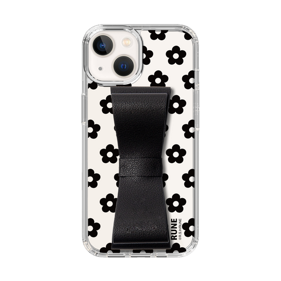 Slim Protection Case - STAND & RING RIBBON Black［ Rune Naito - RUNE Flower - Black ］