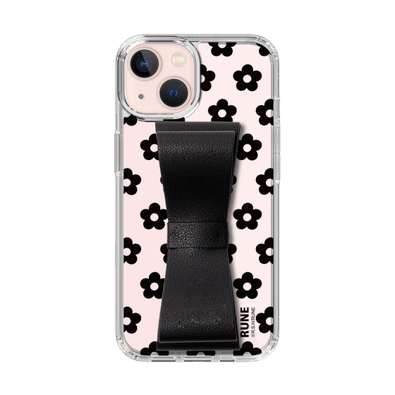 Slim Protection Case - STAND & RING RIBBON Black［ Rune Naito - RUNE Flower - Black ］