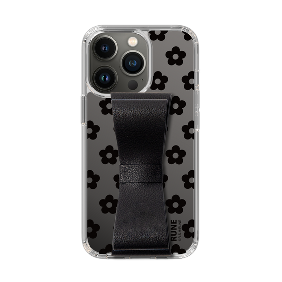 Slim Protection Case - STAND & RING RIBBON Black［ Rune Naito - RUNE Flower - Black ］