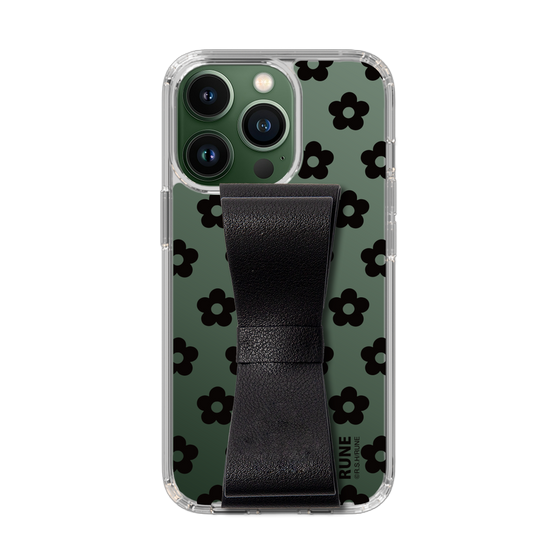 Slim Protection Case - STAND & RING RIBBON Black［ Rune Naito - RUNE Flower - Black ］