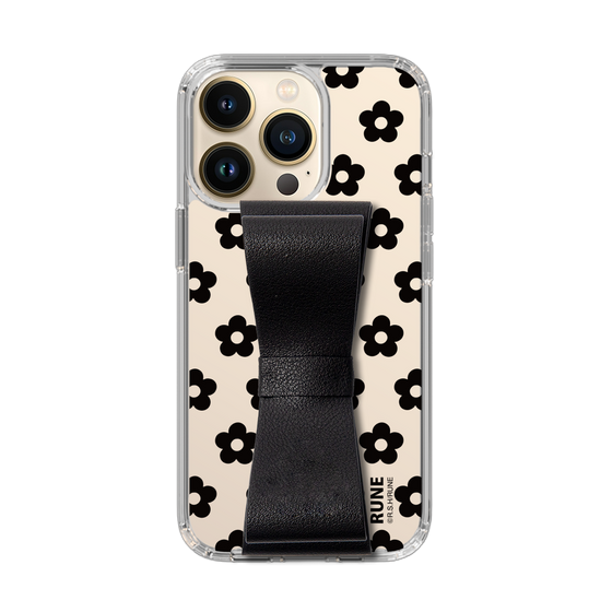 Slim Protection Case - STAND & RING RIBBON Black［ Rune Naito - RUNE Flower - Black ］
