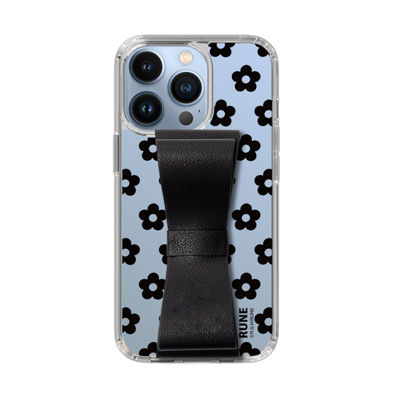 Slim Protection Case - STAND & RING RIBBON Black［ Rune Naito - RUNE Flower - Black ］