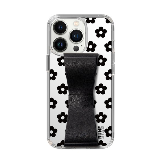 Slim Protection Case - STAND & RING RIBBON Black［ Rune Naito - RUNE Flower - Black ］