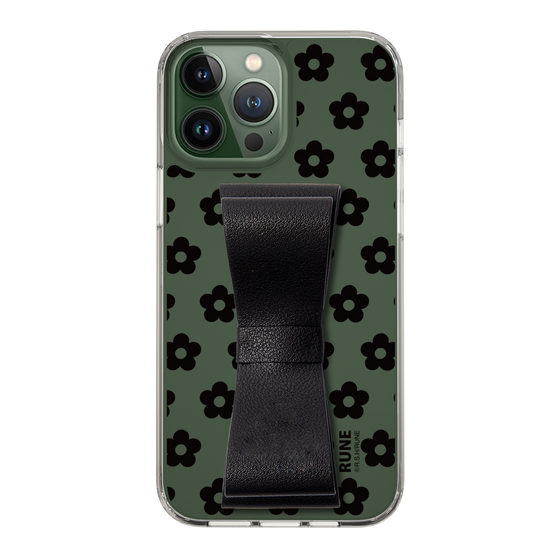 Slim Protection Case - STAND & RING RIBBON Black［ Rune Naito - RUNE Flower - Black ］