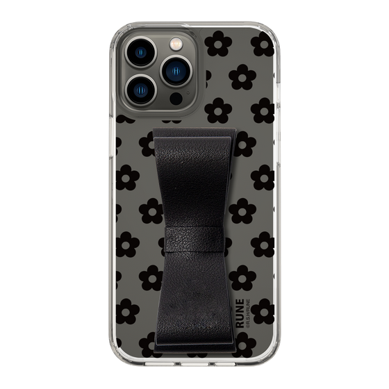 Slim Protection Case - STAND & RING RIBBON Black［ Rune Naito - RUNE Flower - Black ］