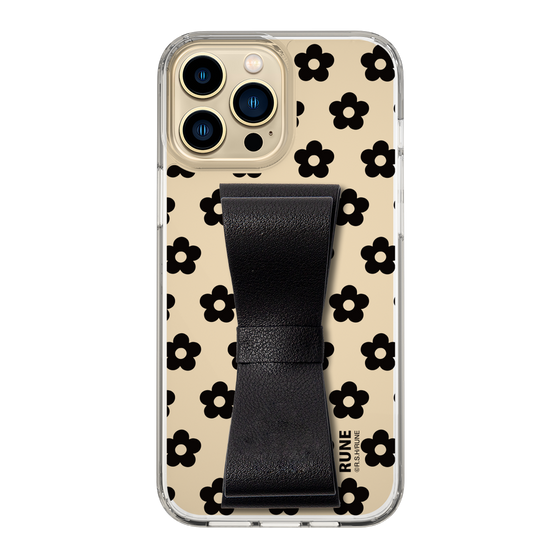 Slim Protection Case - STAND & RING RIBBON Black［ Rune Naito - RUNE Flower - Black ］
