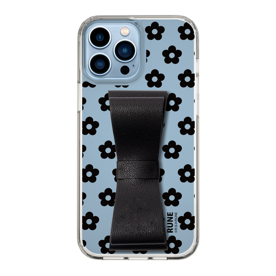 Slim Protection Case - STAND & RING RIBBON Black［ Rune Naito - RUNE Flower - Black ］