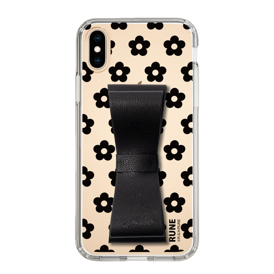 Slim Protection Case - STAND & RING RIBBON Black［ Rune Naito - RUNE Flower - Black ］
