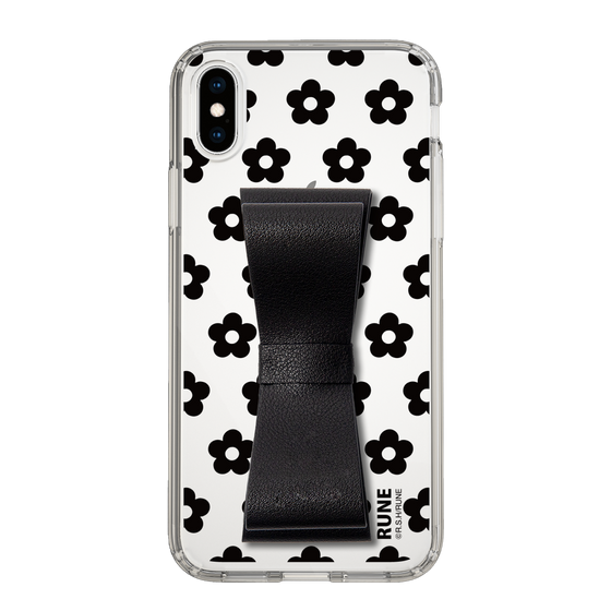 Slim Protection Case - STAND & RING RIBBON Black［ Rune Naito - RUNE Flower - Black ］