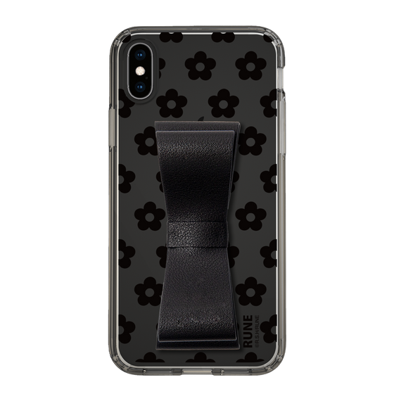 Slim Protection Case - STAND & RING RIBBON Black［ Rune Naito - RUNE Flower - Black ］