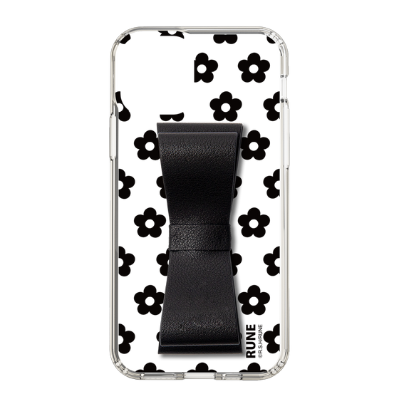 Slim Protection Case - STAND & RING RIBBON Black［ Rune Naito - RUNE Flower - Black ］