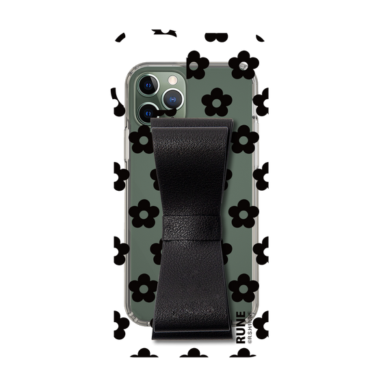 Slim Protection Case - STAND & RING RIBBON Black［ Rune Naito - RUNE Flower - Black ］