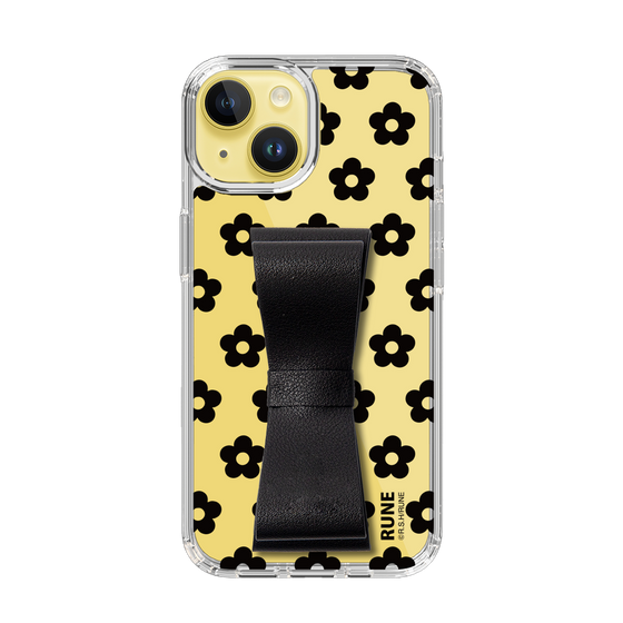Slim Protection Case - STAND & RING RIBBON Black［ Rune Naito - RUNE Flower - Black ］