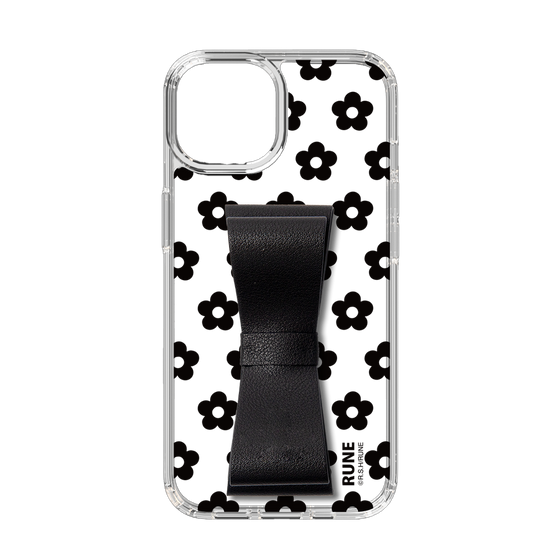 Slim Protection Case - STAND & RING RIBBON Black［ Rune Naito - RUNE Flower - Black ］