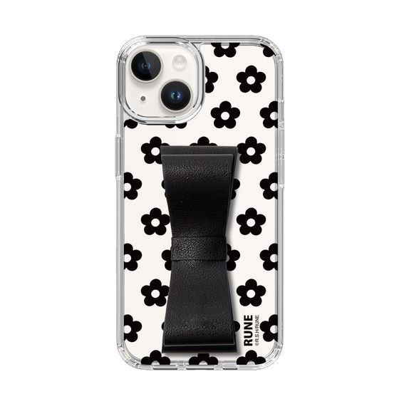 Slim Protection Case - STAND & RING RIBBON Black［ Rune Naito - RUNE Flower - Black ］