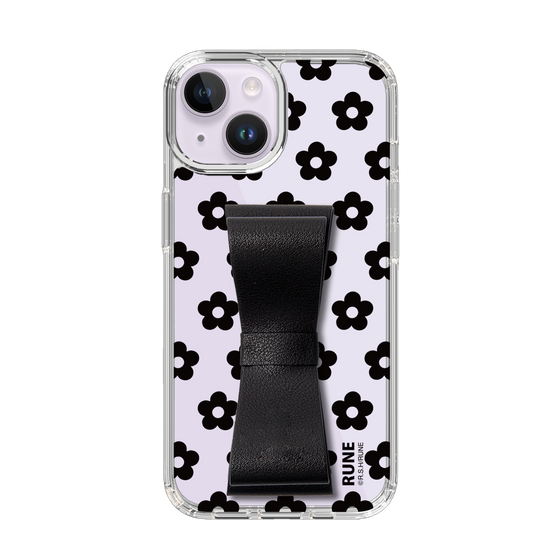 Slim Protection Case - STAND & RING RIBBON Black［ Rune Naito - RUNE Flower - Black ］