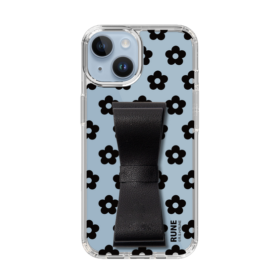 Slim Protection Case - STAND & RING RIBBON Black［ Rune Naito - RUNE Flower - Black ］