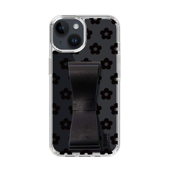 Slim Protection Case - STAND & RING RIBBON Black［ Rune Naito - RUNE Flower - Black ］