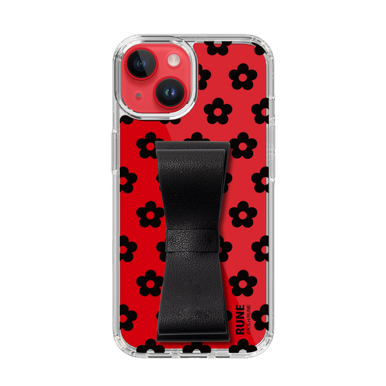 Slim Protection Case - STAND & RING RIBBON Black［ Rune Naito - RUNE Flower - Black ］