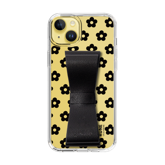 Slim Protection Case - STAND & RING RIBBON Black［ Rune Naito - RUNE Flower - Black ］
