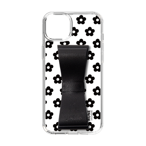 Slim Protection Case - STAND & RING RIBBON Black［ Rune Naito - RUNE Flower - Black ］
