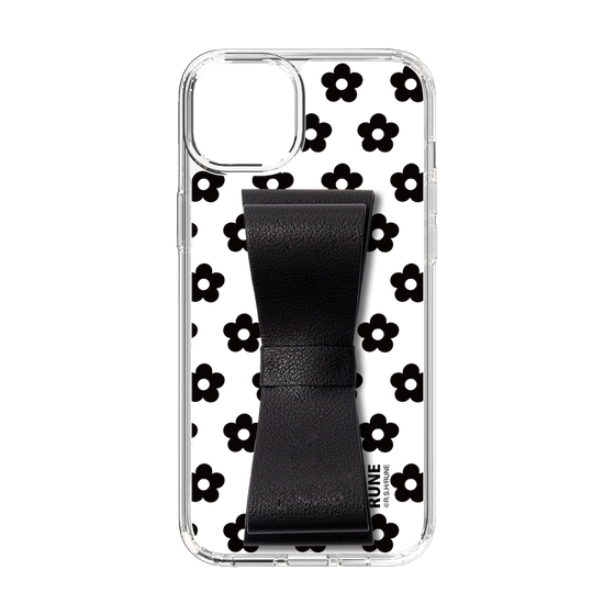 Slim Protection Case - STAND & RING RIBBON Black［ Rune Naito - RUNE Flower - Black ］