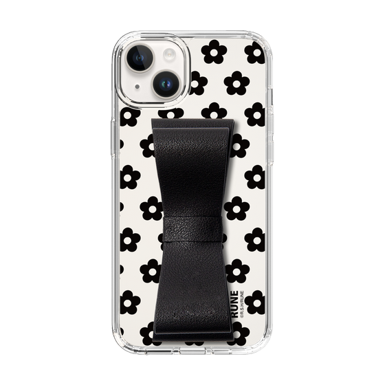 Slim Protection Case - STAND & RING RIBBON Black［ Rune Naito - RUNE Flower - Black ］