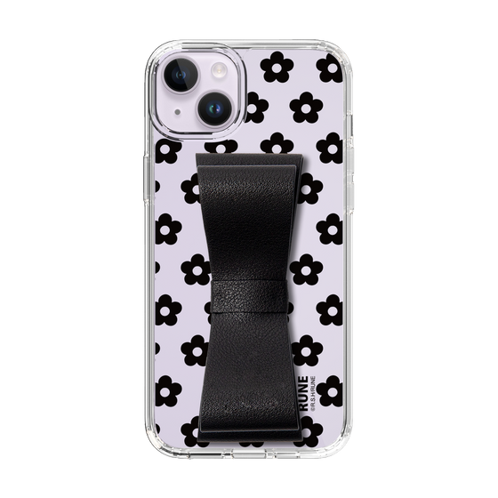 Slim Protection Case - STAND & RING RIBBON Black［ Rune Naito - RUNE Flower - Black ］
