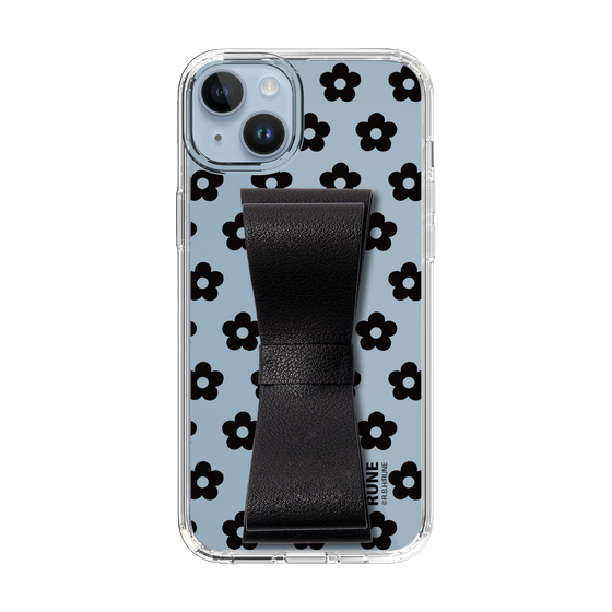 Slim Protection Case - STAND & RING RIBBON Black［ Rune Naito - RUNE Flower - Black ］