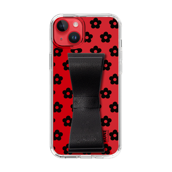 Slim Protection Case - STAND & RING RIBBON Black［ Rune Naito - RUNE Flower - Black ］