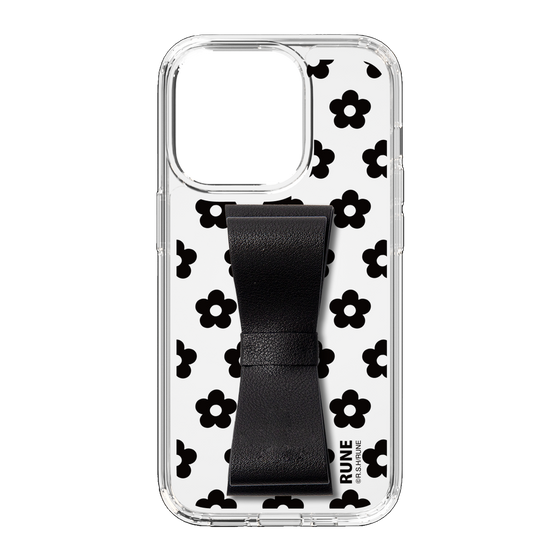 Slim Protection Case - STAND & RING RIBBON Black［ Rune Naito - RUNE Flower - Black ］