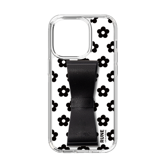 Slim Protection Case - STAND & RING RIBBON Black［ Rune Naito - RUNE Flower - Black ］
