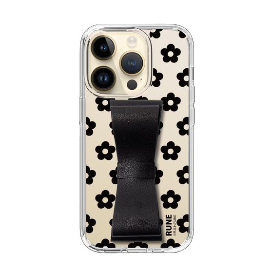 Slim Protection Case - STAND & RING RIBBON Black［ Rune Naito - RUNE Flower - Black ］