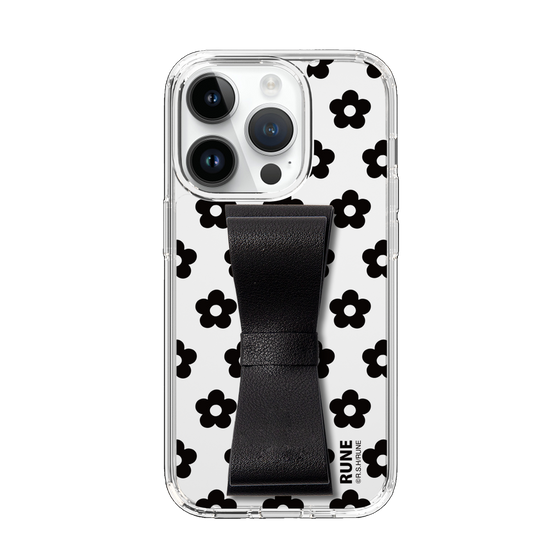 Slim Protection Case - STAND & RING RIBBON Black［ Rune Naito - RUNE Flower - Black ］
