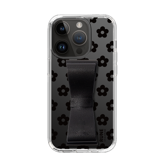 Slim Protection Case - STAND & RING RIBBON Black［ Rune Naito - RUNE Flower - Black ］