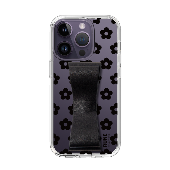 Slim Protection Case - STAND & RING RIBBON Black［ Rune Naito - RUNE Flower - Black ］