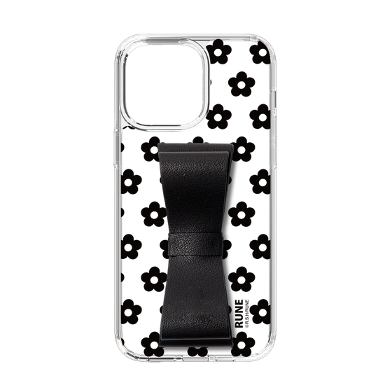 Slim Protection Case - STAND & RING RIBBON Black［ Rune Naito - RUNE Flower - Black ］