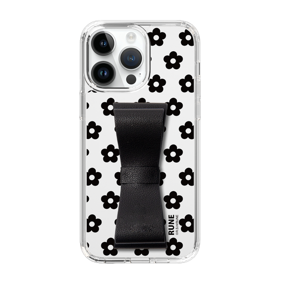 Slim Protection Case - STAND & RING RIBBON Black［ Rune Naito - RUNE Flower - Black ］